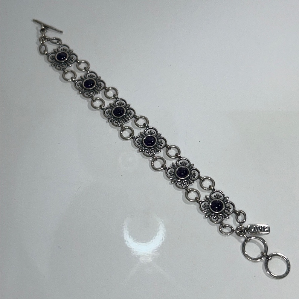 NWOT Passage to Israel Sterling Silver Genuine Amethyst Toggle Bracelet